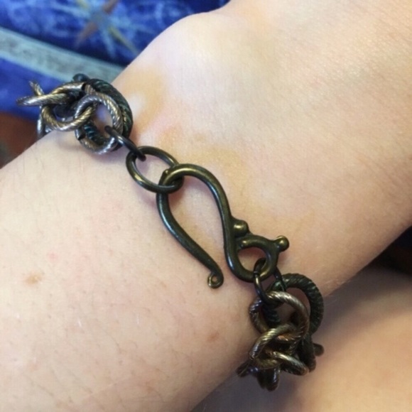 Rustic Chunky Double Chain Bracelet! - Picture 4 of 7